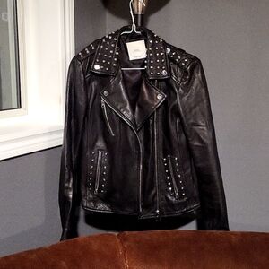 Mango studded leather jacket